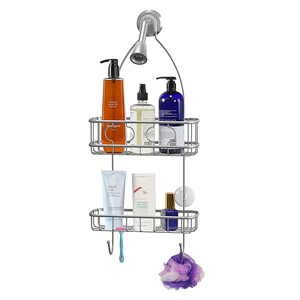 Étagère suspendue en fil métallique stable ferme Anti-balançoire organisateur de caddie de <span class=keywords><strong>douche</strong></span> sur le support de <span class=keywords><strong>douche</strong></span> étagère de caddie de <span class=keywords><strong>douche</strong></span> sans perceuse - Product Image 4