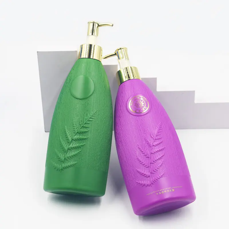Luxe Hdpe 350Ml 500Ml Plastic Ovale Platte Vorm Eco-Vriendelijke Shampoo Fles Verpakking Met Gouden Pomp