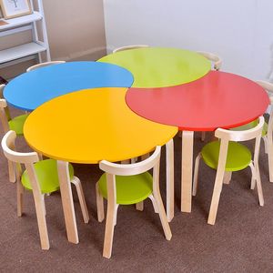 Nuovo Set <span class=keywords><strong>Scrivania</strong></span> e Sedia per Bambini in Legno Massello, Tavolo per Asilo, Campione Gratuito, Tavolo in Cartone Durevole e Moderno per Bambini, 10 Pezzi - Product Image 4