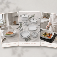 Poêle à frire antiadhésive en céramique sans huile Smartpan, 3 pièces, moderne, en métal, pleine taille, multi-sections, pour la cuisson des œufs