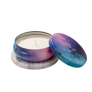 Vela aromática de cera de soja BYME multicolor en lata plana, hecha a mano, pequeña, romántica, de nicho, de alta gama, regalo de recuerdo con fragancia. - Product Image 1