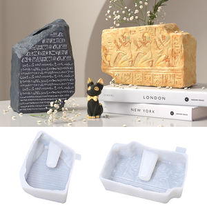 DM1195 <span class=keywords><strong>Egypte</strong></span> 3D Pierre Tablette Vase Silicone Moule DIY Rosetta Épitaphe Fleur Séchée Planteur Gypse Béton Moule Maison Ornements - Product Image 1
