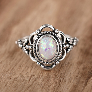 Anello floreale vintage per donna, stile opale, gioielli personalizzati alla moda - Product Image 1