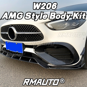 ชุดแต่งสเกิร์ตหน้าทรง AMG สำหรับ Mercedes Benz W206 ประกอบด้วยลิ้นกันชนหน้า สปอยเลอร์ข้าง ครีบข้าง คานาร์ด และช่องระบายอากาศ - Product Image 4