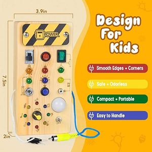 Montessori Busy Board Toddler,Sensory Training <b>Game</b> for Kids 1-3 Years,Wooden Travel Toys With Led Switch,Educational Baby <b>Gift</b> - Product Image 2