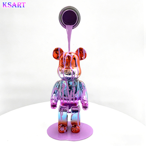 Sculpture d'ours fluide en résine électroplaquée, magnifique ours en résine multicolore de style dessin animé, artisanat en résine pour décoration de salon, cadeau - Product Image 6
