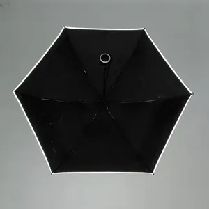 Fabricantes de paraguas Paraguas seguro con rayas reflectantes 5 Mini paraguas plegable con logotipo personalizado