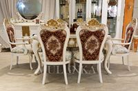 Ensemble de table à manger rectangulaire en or moderne de luxe 6 places 4 chaises en métal Salle à manger Hôtels Appartements Villas Tailles personnalisées