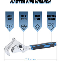 Clé à pipe universelle réglable rapide de 12 pouces avec ouverture de mâchoire de 3/8 à 1-3/4 pouces pour plombiers