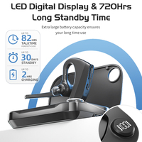 Auriculares Inalámbricos Empresariales con Doble Micrófono ENC, Auriculares para Computadora con Estuche de Carga con Pantalla Digital de 750 mAh, Dongle USB-A para PC Portátil