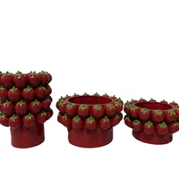 Vases décoratifs de salon au design artistique, en porcelaine rouge, en forme de fruits et légumes, vases en céramique en forme de fraise