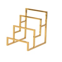 Boutique Store Luxury 3 Steps Poli Gold Purse Wallet Rack Clutch Bag Display Stand for Store