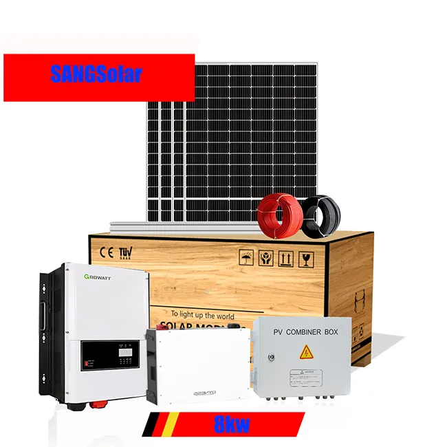 Sangsolar-Sistema Solar híbrido de 4/6/ 8/10/12kw, sistema híbrido de fase dividida, 110Vac, 220Vac, 6KW, 8KW, 10KW, 12KW, Kits completos