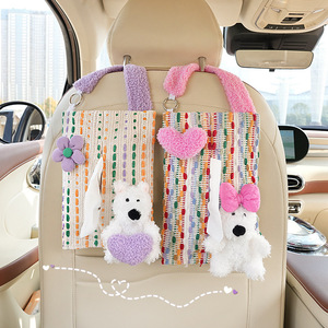 Car Seat Back Hanging Tissue <b>Box</b> Fabric Multifunction Dual Purpose Vehicle <b>Heart</b> <b>Shape</b> Cute Puppy Design - Product Image 2