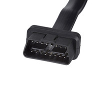 24V sudut kanan kabel OBD profil rendah pita datar OBD2 kabel diagnostik 30 CM 1 laki-laki ke 2 perempuan kabel adaptor OBDII