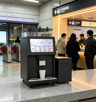 Máquina de Café Espresso de Sobremesa, Equipo Expendedor de Café Comercial de Autoservicio con Enfriador de Agua Independiente
