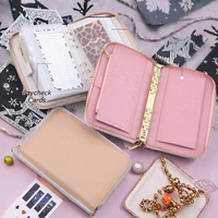 Portefeuille à anneaux en cuir grainé, best-seller, format A5, A6, A7, idéal pour l'école, motif sac, pour organiser l'argent et le budget