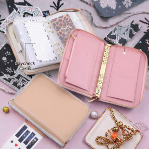 Cartera con Anillas y Cierre de Cremallera de Cuero Pebble, Regalo Escolar, Tamaños A5, A6, A7, Cartera con Diseño de Bolsa <span class=keywords><strong>para</strong></span> Organizar Dinero y Presupuesto - Product Image 3