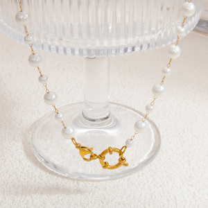 Collar de Perlas de Acero Inoxidable con Baño de Oro de 18K, Cadena de Clavícula con Cuentas, Piedra Natural, Cierre de Resorte, Accesorios DIY - Product Image 3