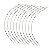 Aiguilles à crochet incurvées en forme de C grande perruque en acier inoxydable faisant des tresses au crochet ventilation tissage de cheveux