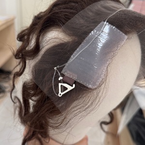 Topper capillaire HD en dentelle suisse pour couvrir la ligne des <span class=keywords><strong>cheveux</strong></span>, idéal pour les zones dégarnies, 1,5x11 pouces, couverture d'oreille à oreille, <span class=keywords><strong>cheveux</strong></span> humains, ondulation Halo Wire - Product Image 3