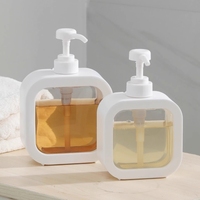 Offre Spéciale Contenant Cosmétique en Plastique Transparent Forme Carrée 300 ml 500 ml, Bouteille de Lotion Corporelle ou Gel Hydroalcoolique avec Pompe