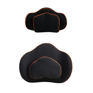 เบาะรองหลังเมมโมรี่โฟมพร้อมชุดพนักพิงศีรษะในรถยนต์ สีดำ ขอบสีส้ม ใช้ได้ทุกฤดู - Product Image 1