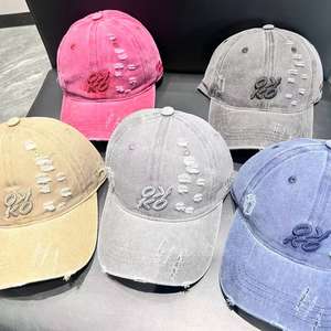 หมวกเบสบอลยีนส์สไตล์อเมริกันย้อนยุคแบบ unisex พร้อมงานปัก 3 มิติ ตัวล็อคแบบหัวเข็มขัดโลหะ ลุคฟอกสีแบบเก่า สำหรับคนหัวใหญ่หน้าเล็ก - Product Image 4