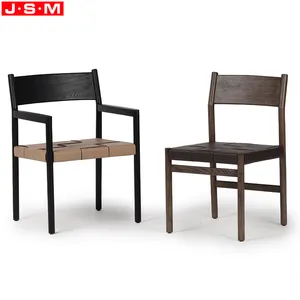Ash Wood Hard Pu Leather Woven Seat Kitchen Dining Chairs Solid Wood Dining Chairs