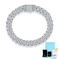 Bracelet en argent sterling avec moissanite cubaine, chaîne plaquée or, pour homme et femme, bijou cadeau