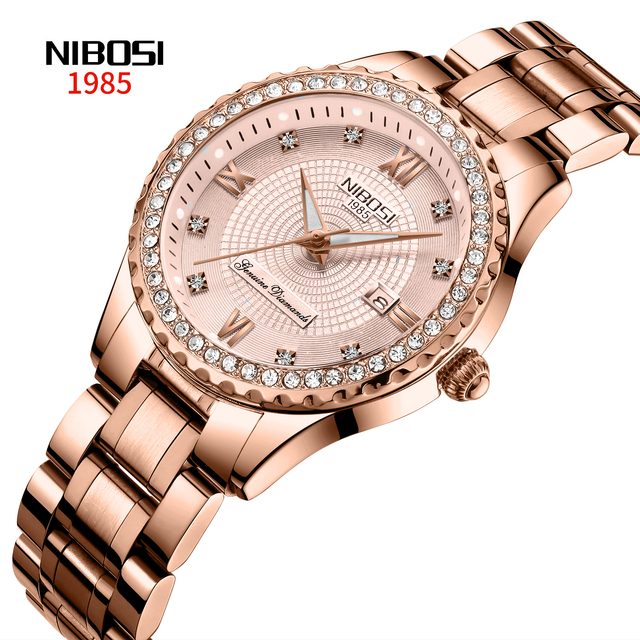 NIBOSI 2357 Wholesale Fashion Rose Gold Watches New Diamond Women Quartz Watches