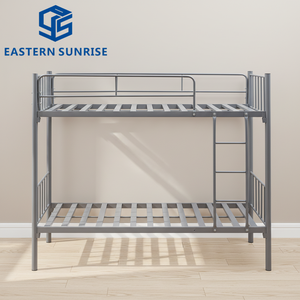 <span class=keywords><strong>Cama</strong></span> litera metálica de diseño que ahorra espacio, resistente, de dos pisos, con barandilla de seguridad y escalera para dormitorio, hogar, apartamento, hostal - Product Image 1