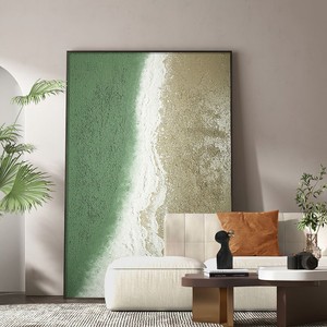 Stile nordico moderno in lega di alluminio pittura a olio <span class=keywords><strong>verde</strong></span> murale arte decorativa della parete per soggiorno ad alto livello divano appeso su tela - Product Image 3