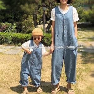 Tuta Casual in Denim Sottile e Morbido Stile Coreano per Ragazze, Collezione Primavera Estate - Nuova Tendenza Moda Famiglia Genitore-Figlio - Product Image 3