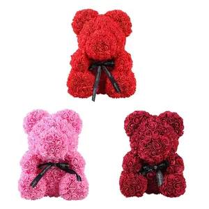 Hot Selling Valentine Gift Set Preserved Flower Gift For Girlfriend Bear Teddy Bear Flowers