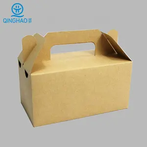 Boîtes à emporter pour aliments de poulet frit, emballage plastique à poignée personnalisée, boîtes en papier Kraft jetables de qualité