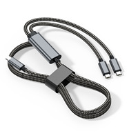 Kabel Type-C Anyaman Baru 2-in-1 Inti Tembaga Berlapis Timah PD100W Pengisian Cepat 2-in-1 5A untuk Ponsel, Tablet, dan Laptop