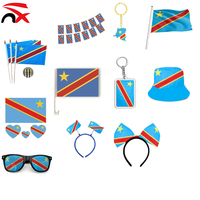 Ensemble de produits populaires 2026 de la série Drapeau du Congo, 11 pièces : Porte-clés, autocollant, crayon, drapeau à main, seau, pour la promotion