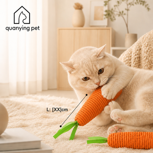 Jouet à mâcher interactif en corde de papier naturelle tressée en forme de carotte, résistant aux morsures et anti-étouffement pour chats d'intérieur - Product Image 1
