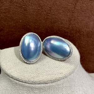 Pendientes Ovalados de Perla Mabe de Agua Salada, Plata S925, 16x23mm, Grado AAA, Engaste de Bisel, Joyería Clásica para Mujer, Ideal para Fiestas - Product Image 2