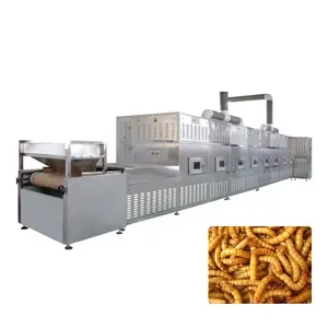 Máquina automática de secador de túnel de microondas continuo PLC, máquina de gusanos, Máquina secadora de vacío por microondas para insectos