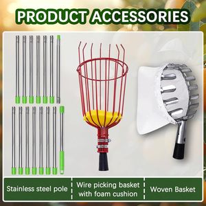 Outils de <span class=keywords><strong>cueillette</strong></span> de fruits Qingle outil de jardin cueilleur de fruits avec poteau télescopique en acier inoxydable fendu pour poteau de rouleau de peinture - Product Image 2