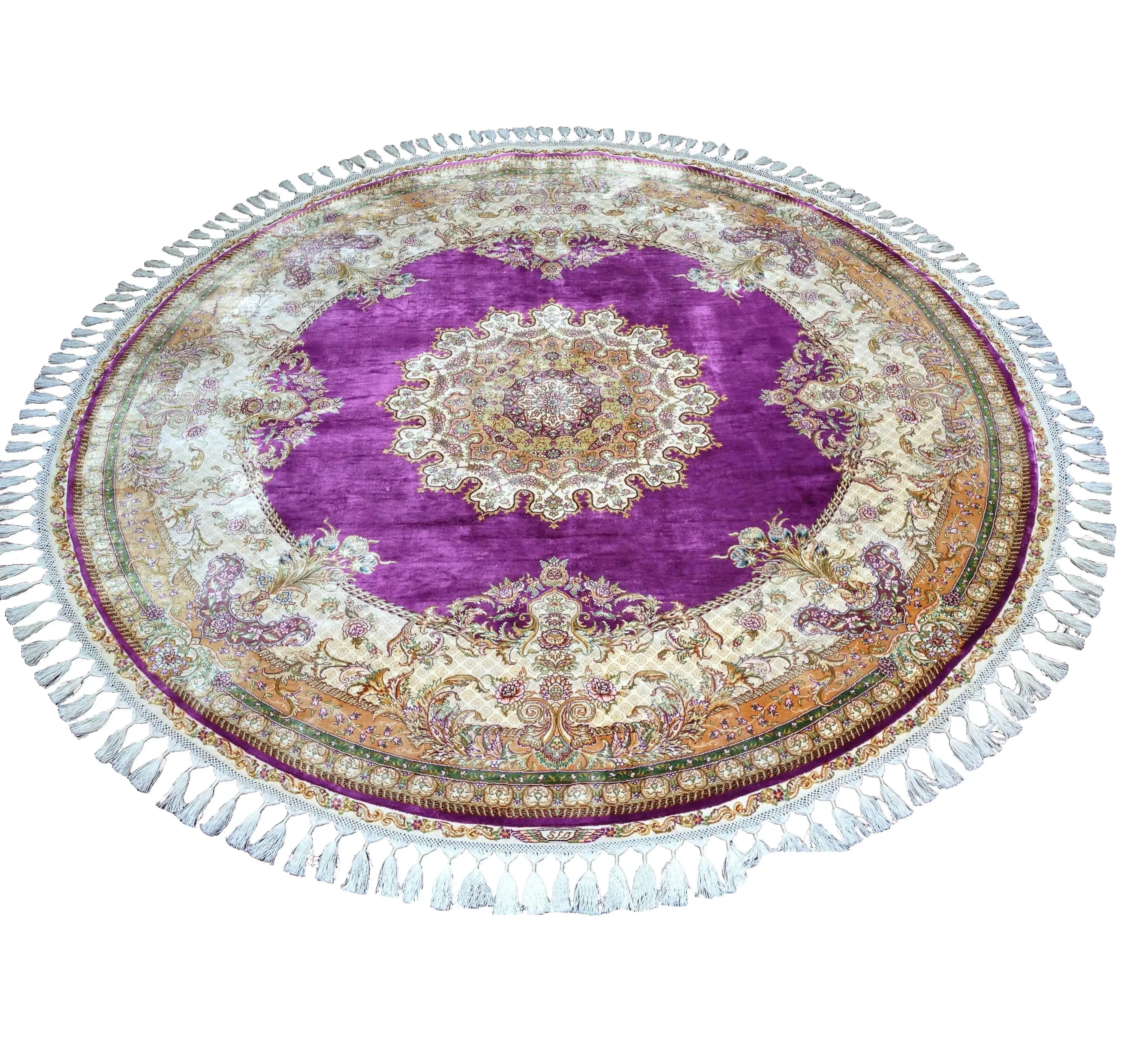 purple 5.5x5.5ft oriental wedding turkish hand knotted handmade perian silk round rugs carpets non machine area tapis hali