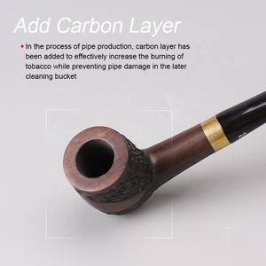 핸들 스트레이트 흑단 담배 파이프 흡연 액세서리 사용자 정의 로고 나무 건강 벨벳 가방 및 상자 나무 담배 덕아웃 1 타자 - Product Image 6