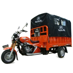 Heavy duty high capacity cargo high power gasoline flat closed carriage adult motor tricycle