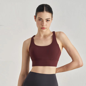 Reggiseno Sportivo da Donna con Supporto Elevato, Spalline Incrociate, Imbottitura Antiurto, Colore Unico, per <span class=keywords><strong>Fitness</strong></span> - Product Image 3