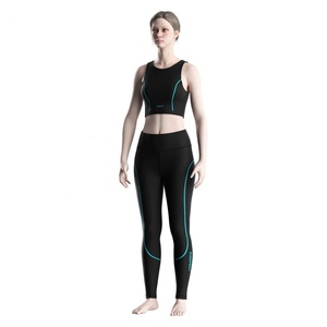 Ensemble de sport pour femmes noires : débardeur court et leggings de compression taille haute avec coutures plates pour l'entraînement et le yoga - Product Image 5
