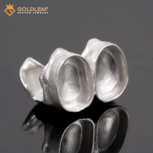 Goldleafgem Base en Blanco para Grillz de Doble Diente de Plata 925 Chapada en Platino con Incrustación de Moissanita VVS Sin Engastar, Estilo Hip Hop, Personalizable, Certificado - Product Image 5