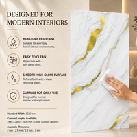 Panneau mural en PVC MORLENX de style moderne 1220*2440 MM, finition brillante UV, effet marbre, insonorisant, imperméable, ignifuge, fluorescent, pour chambre à coucher et salle de bain
