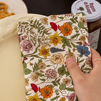 Set de table classique à motif floral botanique, design fleuri multicolore riche, set de table en coton double couche pour table à manger